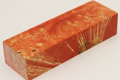 Bloc pour la coutellerie, Loupe d'Erable Négundo stabilisé orange, ref:BLpErs60558o