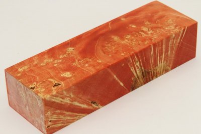 Bloc pour la coutellerie, Loupe d'Erable Négundo stabilisé orange, ref:BLpErs60558o