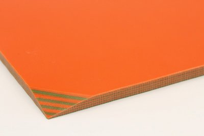 Plaque de Micarta+, orange/vert, ref:PMic-orange-ve