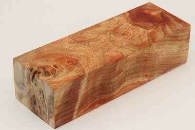 Bloc pour la coutellerie, Loupe de Peuplier stabilisé orange, ref:BLpPEs34367o