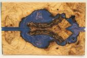Plaquettes pour la coutellerie, loupe d'Olivier + rsine bleue, ref:PRLpO63988