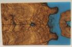 Plaquettes pour la coutellerie, loupe d'Olivier + rsine bleue, ref:PRLpO69535