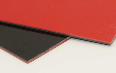 Intercalaire en G10, la feuille bicolore, rouge, noir, ref:Int-G10-rnr