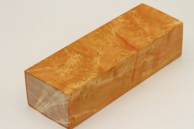 Bloc pour la coutellerie, Loupe d'Erable Négundo stabilisé orange, ref:BLpErs46756o