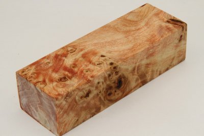Bloc pour la coutellerie, Loupe de Peuplier stabilisé orange, ref:BLpPEs52825o