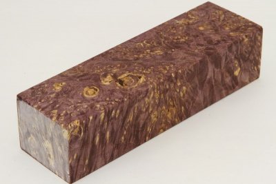 Bloc pour la coutellerie, Loupe d'Erable stabilisé violet, ref:BLpErs57120vi