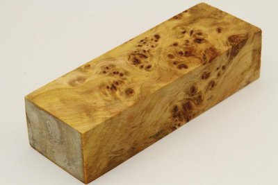 Bloc pour la coutellerie, Loupe de Peuplier stabilisée jaune, ref:BLpPEs57932j