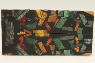 Plaquettes pour la coutellerie, Arlequin, bois stabilisés + résine noire, ref:PArl60295