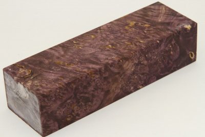 Bloc pour la coutellerie, Loupe d'Erable stabilisé violet, ref:BLpErs60618vi