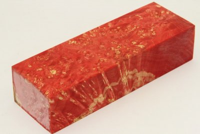 Bloc pour la coutellerie, Loupe d'Erable Négundo stabilisé rouge, ref:BLpErs61669r