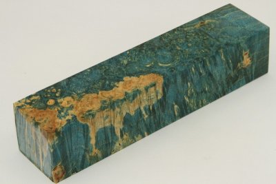 Bloc pour la coutellerie, Loupe d'Erable Négundo stabilisé bleu, ref:BLpErs62595b