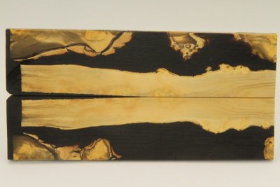 Plaquettes pour la coutellerie, loupe de Buis + résine noire, ref:PRLpBU62668