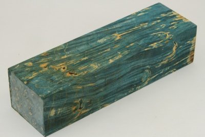 Bloc pour la coutellerie, Loupe d'Erable Négundo stabilisé bleu, ref:BLpErs63100b