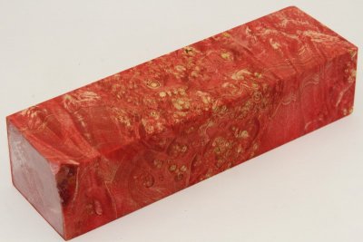 Bloc pour la coutellerie, Loupe d'Erable Négundo stabilisé rouge, ref:BLpErs63119r