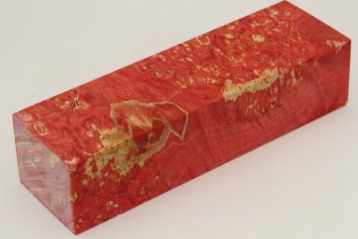 Bloc pour la coutellerie, Loupe d'Erable Négundo stabilisé rouge, ref:BLpErs63121r