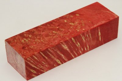 Bloc pour la coutellerie, Loupe d'Erable Négundo stabilisé rouge, ref:BLpErs63124r