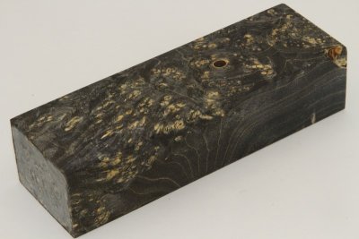 Bloc pour la coutellerie, Loupe d'Erable Négundo stabilisé noir, ref:BLpErs68323nr