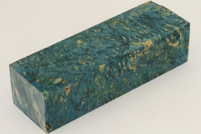 Bloc pour la coutellerie, Loupe d'Erable Négundo stabilisé bleu, ref:BLpErs68579b