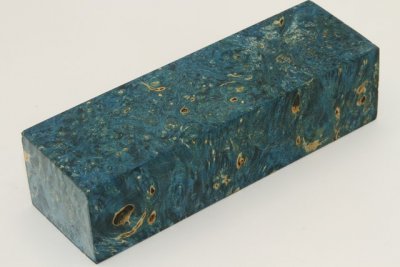 Bloc pour la coutellerie, Loupe d'Erable Négundo stabilisé bleu, ref:BLpErs68580b