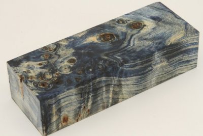 Bloc pour la coutellerie, Loupe de Peuplier stabilisée bleu, ref:BLpPEs68597b