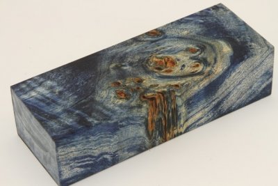 Bloc pour la coutellerie, Loupe de Peuplier stabilisée bleu, ref:BLpPEs68598b