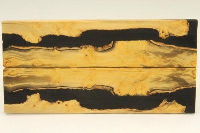 Plaquettes pour la coutellerie, loupe de Buis + résine noire, ref:PRLpBU62670