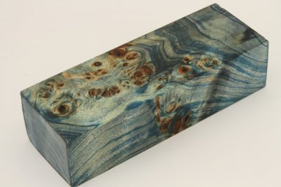 Bloc pour la coutellerie, Loupe de Peuplier stabilisée bleu, ref:BLpPEs68958b