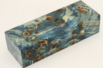 Bloc pour la coutellerie, Loupe de Peuplier stabilisée bleu, ref:BLpPEs68959b