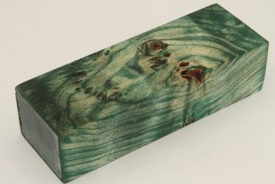 Bloc pour la coutellerie, Loupe de Peuplier stabilisé vert, ref:BLpPEs68970ve