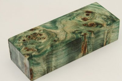 Bloc pour la coutellerie, Loupe de Peuplier stabilisé vert, ref:BLpPEs68971ve