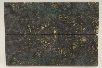 Plaquettes pour la coutellerie, Loupe d'Erable Négundo stabilisé noir/vert, ref:PLpErs69093nr