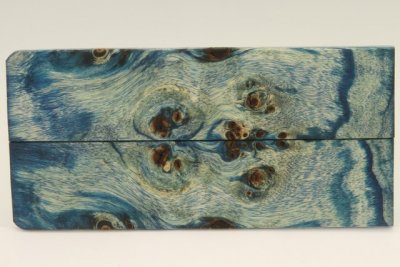 Plaquettes pour la coutellerie, Loupe de Peuplier stabilisée bleue, ref:PLpPEs69314b