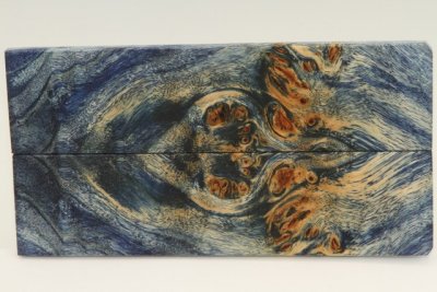 Plaquettes pour la coutellerie, Loupe de Peuplier stabilisée bleue, ref:PLpPEs69316b