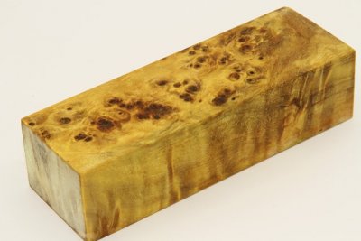 Bloc pour la coutellerie, Loupe de Peuplier stabilisée jaune, ref:BLpPEs69992j