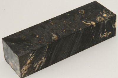 Bloc pour la coutellerie, Loupe d'Erable Négundo stabilisé noir, ref:BLpErs70378nr