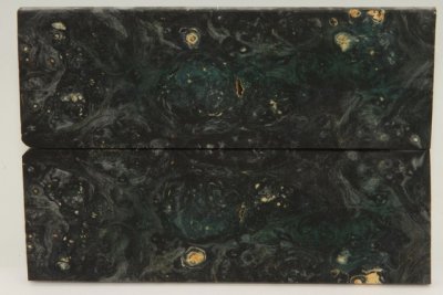 Plaquettes pour la coutellerie, Loupe d'Erable Négundo stabilisé noir/vert, ref:PLpErs70371nr