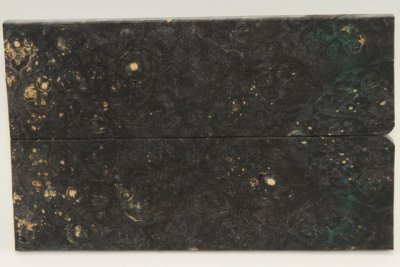 Plaquettes pour la coutellerie, Loupe d'Erable Négundo stabilisé noir/vert, ref:PLpErs70374nr