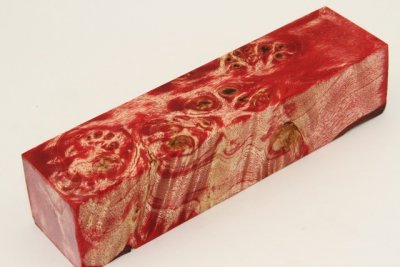 Bloc pour la coutellerie, Loupe de Peuplier stabilisé rouge, ref:BLpPEs70565r