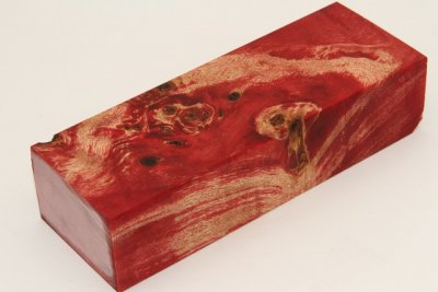 Bloc pour la coutellerie, Loupe de Peuplier stabilisé rouge, ref:BLpPEs70566r
