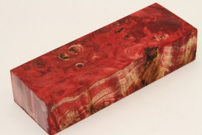 Bloc pour la coutellerie, Loupe de Peuplier stabilisé rouge, ref:BLpPEs70568r