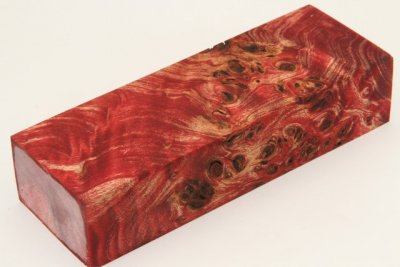 Bloc pour la coutellerie, Loupe de Peuplier stabilisé rouge, ref:BLpPEs70567r