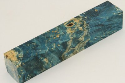 Carrelet à stylo, Loupe d'Erable Négundo stabilisé bleu, ref:SLpErs70627b