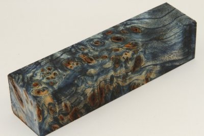 Bloc pour la coutellerie, Loupe de Peuplier stabilisée bleu, ref:BLpPEs70880b