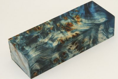 Bloc pour la coutellerie, Loupe de Peuplier stabilisée bleu, ref:BLpPEs70881b