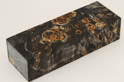 Bloc pour la coutellerie, Loupe de Peuplier stabilisée noire, ref:BLpPEs70888nr