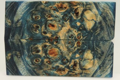 Plaquettes pour la coutellerie, Loupe de Peuplier stabilisée bleue, ref:PLpPEs70897b
