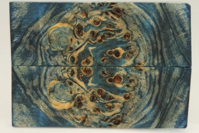 Plaquettes pour la coutellerie, Loupe de Peuplier stabilisée bleue, ref:PLpPEs70896b