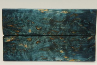 Plaquettes pour la coutellerie, Bouleau de Carélie stabilisé bleu, ref:PBMs71285b
