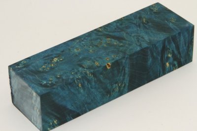 Bloc pour la coutellerie, Loupe d'Erable Négundo stabilisé bleu, ref:BLpErs71349b