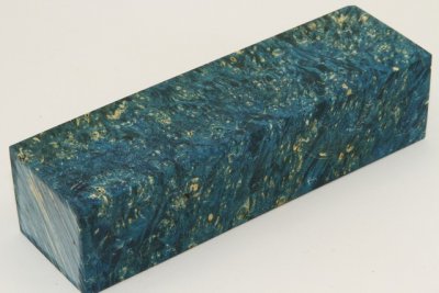Bloc pour la coutellerie, Loupe d'Erable Négundo stabilisé bleu, ref:BLpErs71346b